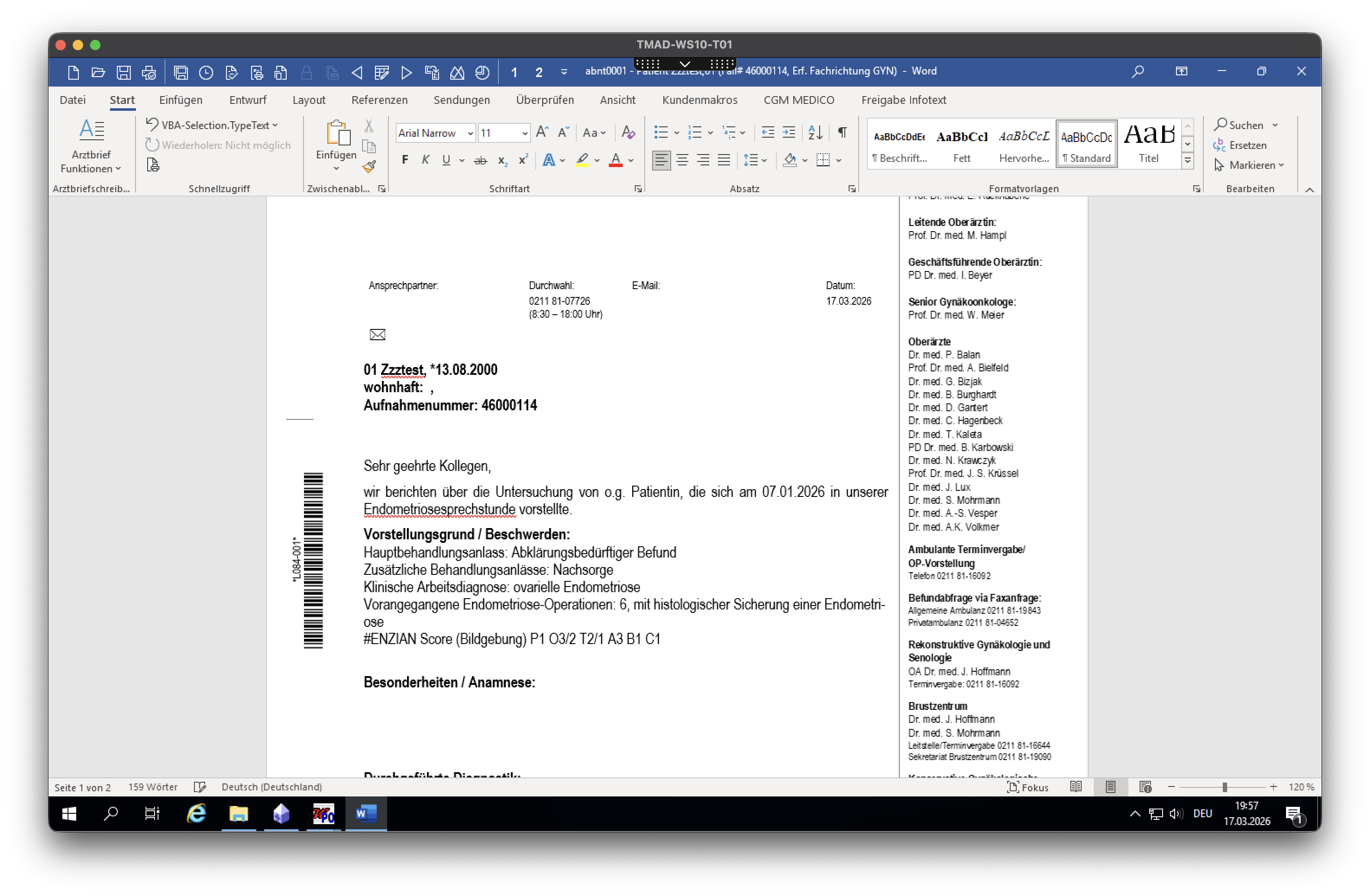 Endometriose: Ambulante Untersuchungsmaske 4
