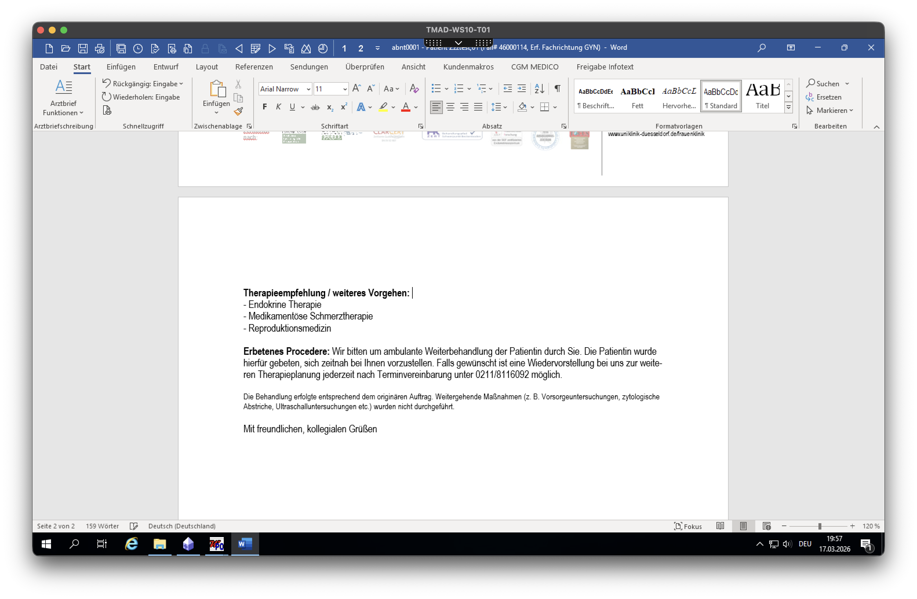 Endometriose: Ambulante Untersuchungsmaske 5