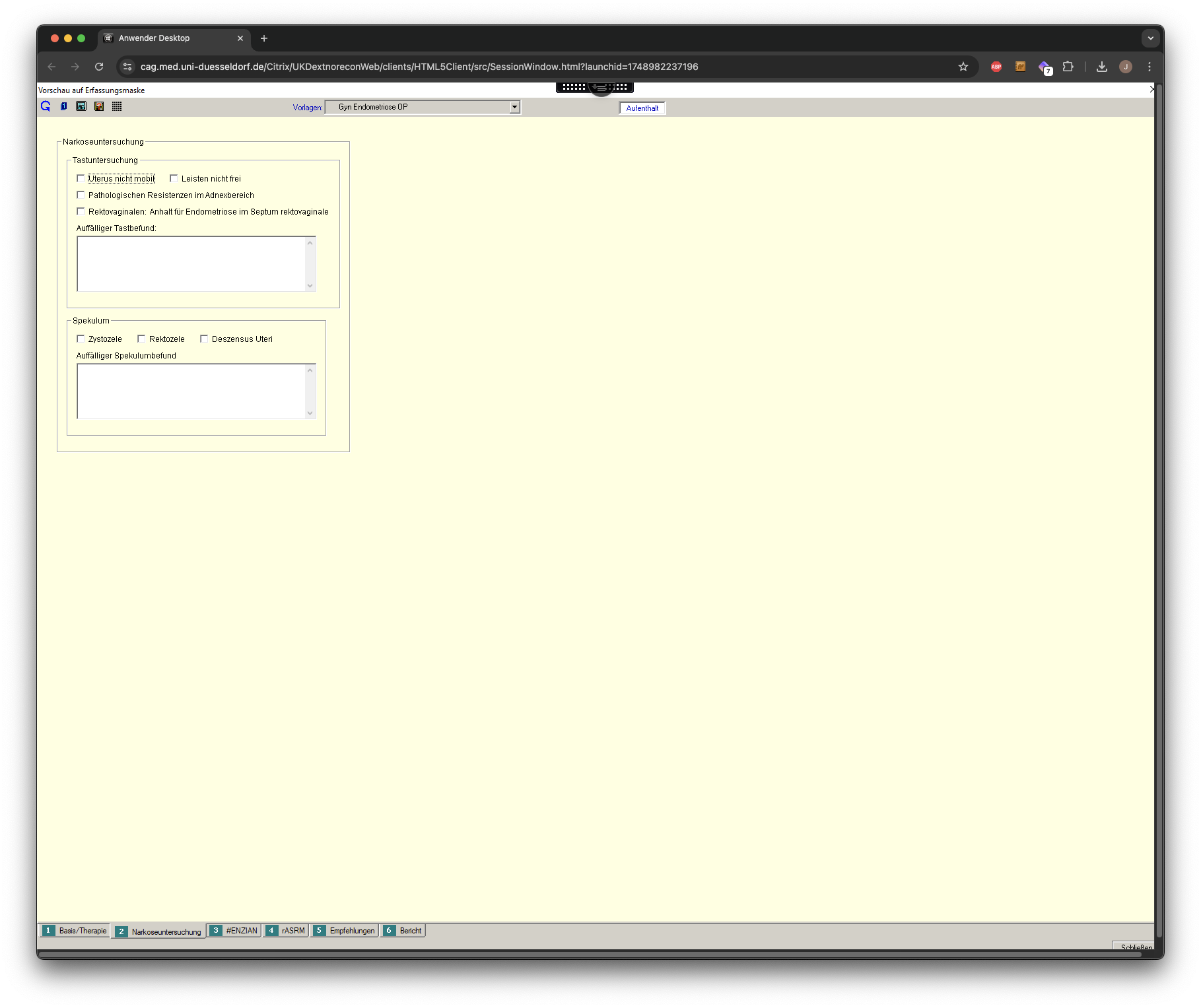 Endometriose: OP Untersuchungsmaske 2