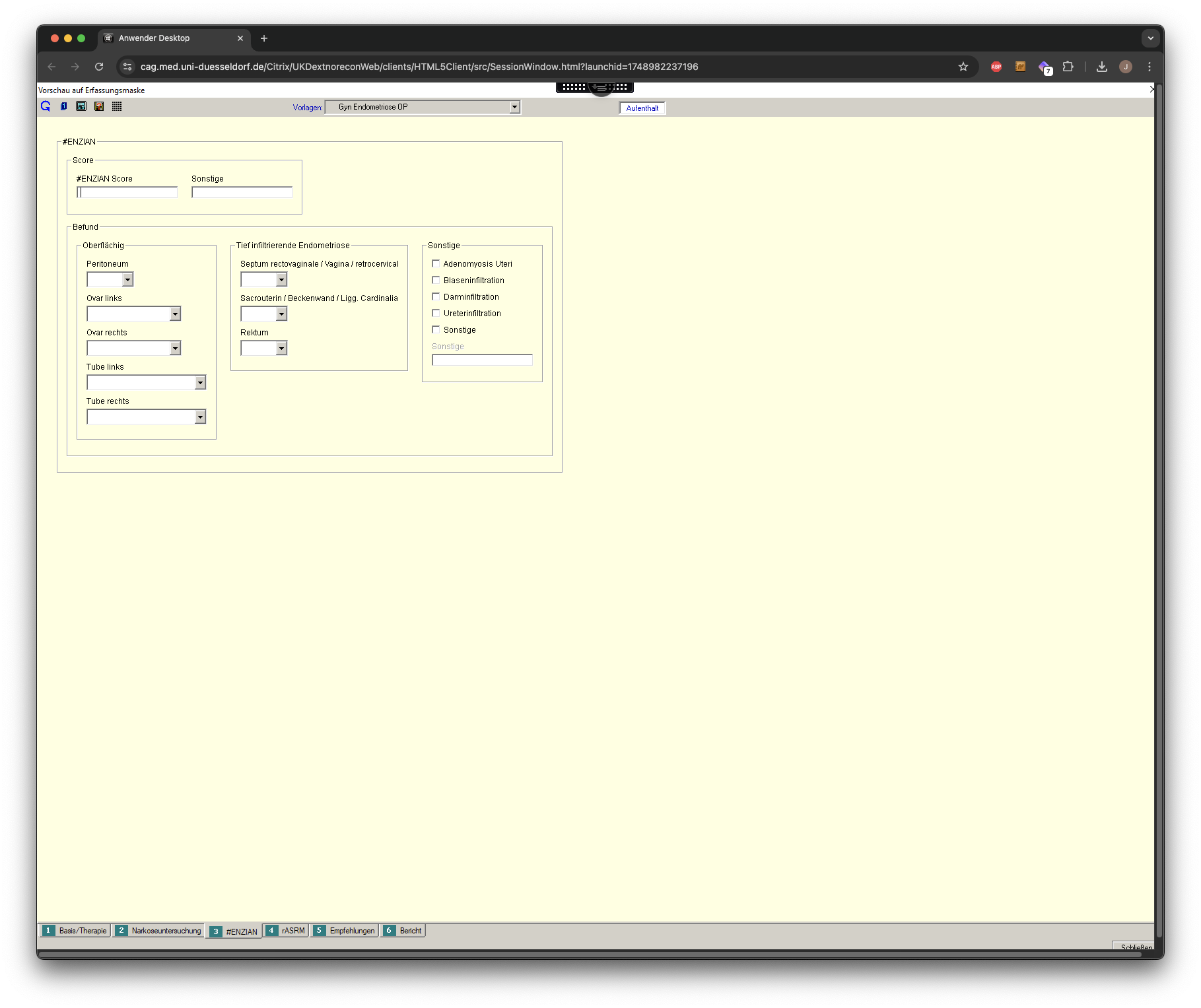 Endometriose: OP Untersuchungsmaske 3