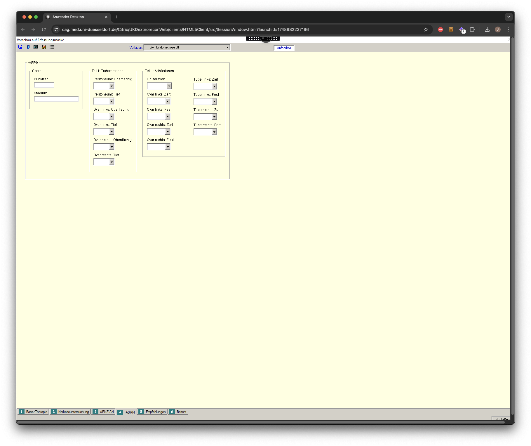 Endometriose: OP Untersuchungsmaske 4