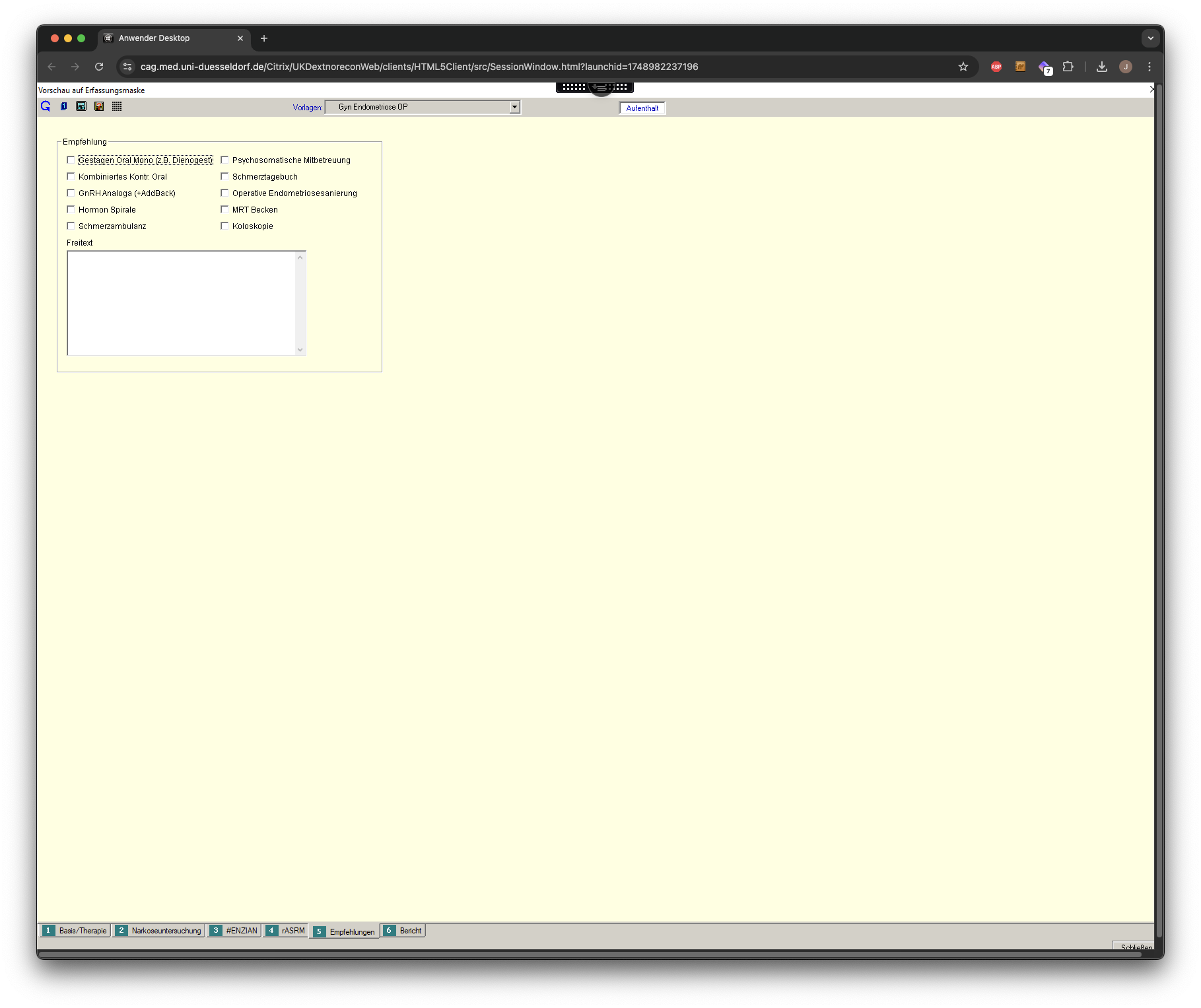 Endometriose: OP Untersuchungsmaske 5