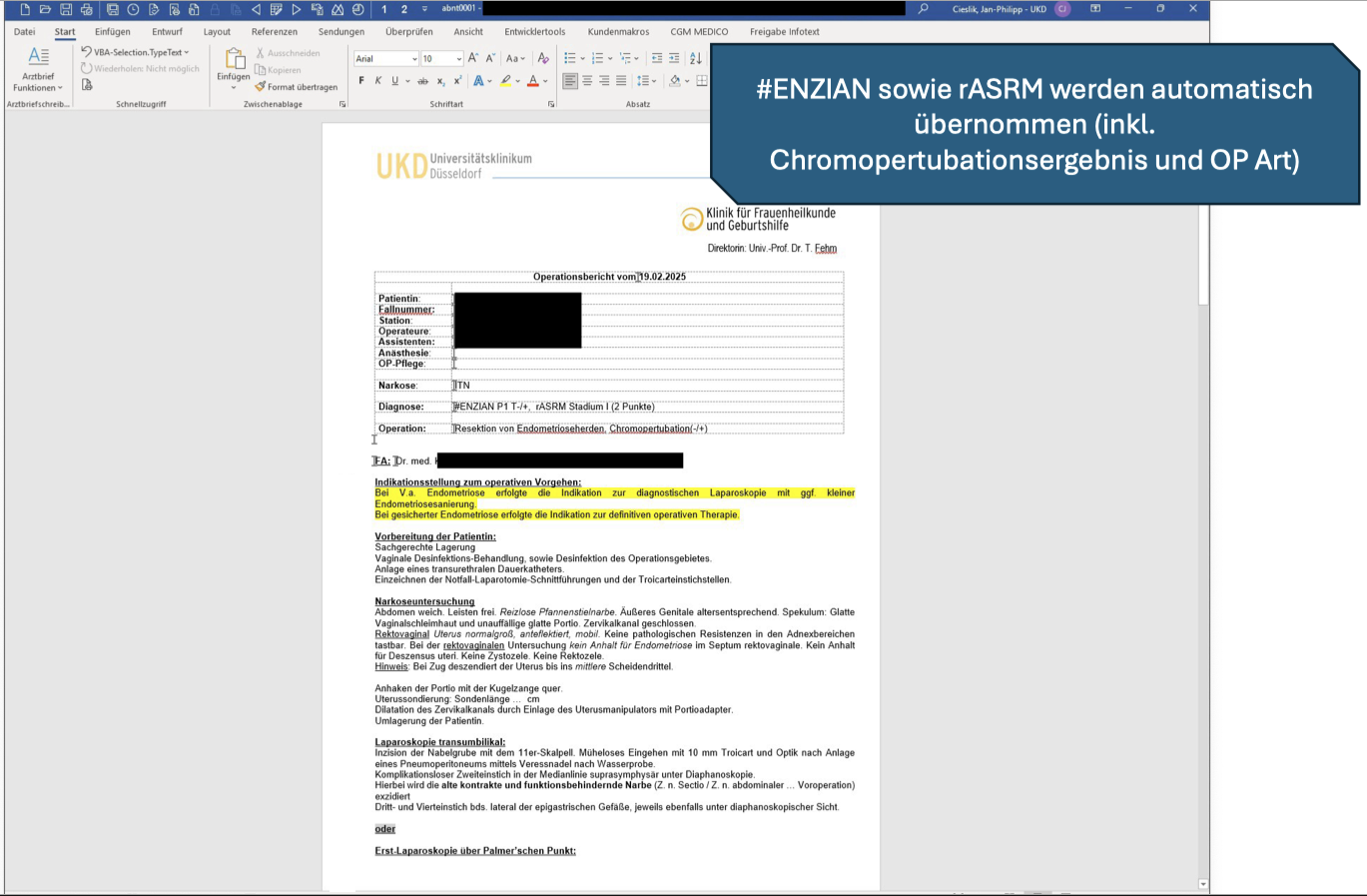 Endometriose: OP Untersuchungsmaske 8