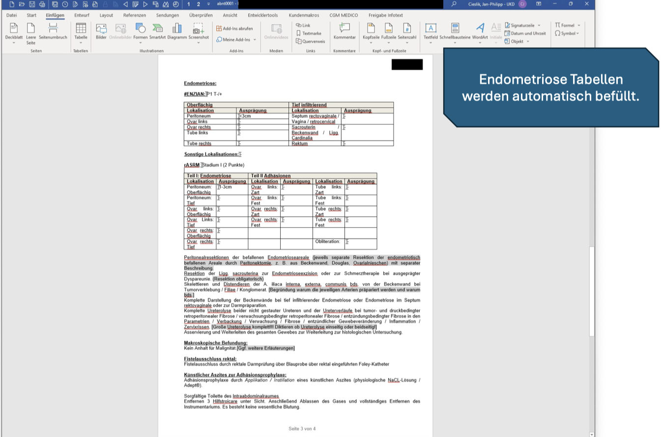 Endometriose: OP Untersuchungsmaske 9